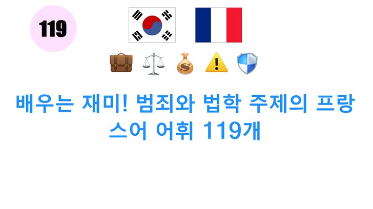 배우는 재미! 범죄와 법학 주제의 프랑스어 어휘 119개